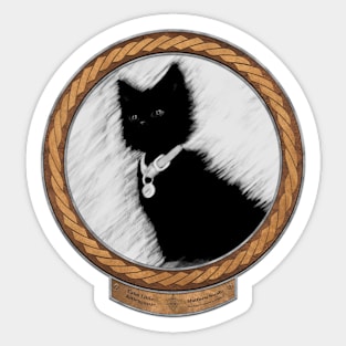 Calm Little Kitten (frame copper celtic rope silver rim) Sticker